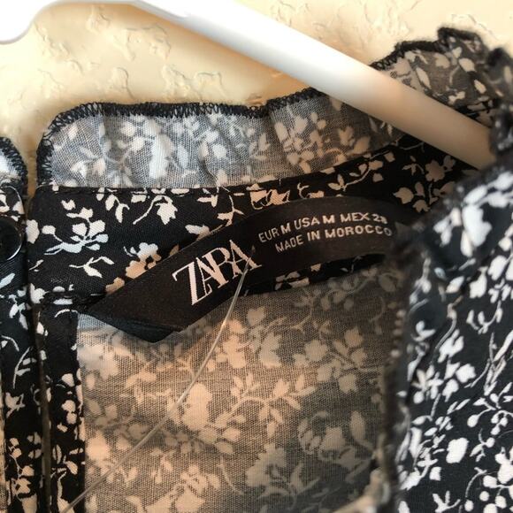 NWOT Zara Black White Printed Poplin Dress. - Picture 6 of 10